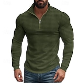 abordables Sweat-shirts basiques-Homme Sweat-shirt Sweat-shirt quart de fermeture éclair Noir Blanche Vin Vert Véronèse Kaki Demi-zip Uni Texturé Sport &amp; Loisir Quotidien Fête Polyester Streetwear Basique Occasionnel Printemps