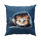 billiga djurstil-dekorativt kuddfodral söt kattunge peekaboo grafisk 1 st mjukt fyrkantigt kuddfodral örngott för sovrum vardagsrum soffa soffstol