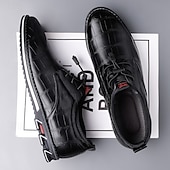 cheap Men&#039;s Oxfords-Men&#039;s Brown Crocodile Pattern Faux Leather Dress Shoes with Lace-Up Closure and Comfortable Sole, Elegant for Business and Formal Occasions