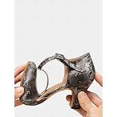 abordables Chaussures de danses latines-chaussures de danse latine métalliques élégantes pour femmes avec semelle en daim souple et bride en T | parfaites pour l&#039;entraînement et les performances