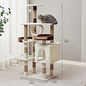 cheap Cat Trees-57.87&quot; Cat Tree/Cat Tree House and Towers for Large Cat/Cat Climbing Tree with Cat Condo/Cat Tree Scratching Post/Multi-Level Large Cat Tree