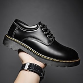 economico Semi-formale-scarpe stringate da uomo in similpelle nera con cuciture gialle, resistenti sneakers casual per il lavoro e l&#039;uso quotidiano