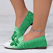 cheap Women&#039;s Sneakers-Women&#039;s Breathable Gradient Green Slip-On Flats with Clover Printed Design Perfect for Celebrate St. Patrick&#039;s Day
