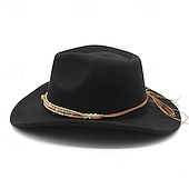 cheap Fedora Hat-Men&#039;s Kentucky Derby Hat Sun Hat Cowboy Hat Fedora Trilby Hat Black White Woolen Vintage Style Fashion 18th Century State of Texas Daily Theme Party Solid / Plain Color Sunscreen Cosplay