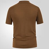 olcso Férfi nyomtatott póló-Férfi Button Up Polos Golfing Hétköznapi Sport Hajtóka Rövid ujjú Divat Alap Színes Kollázs Gombok Nyár Fekete Sötétkék Barna Button Up Polos