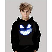 billiga Pojkens 3D Vision &amp; Geometri-Pojkar 3D Grafisk Tecknat Huvtröja Långärmad Vår Höst Mode Streetwear Barn 4-12 år Huva Utomhus Ledigt Dagligen Normal