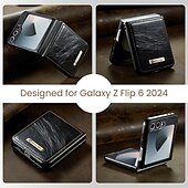 Χαμηλού Κόστους Samsung Θήκη-τηλέφωνο tok Για Samsung Galaxy Z Flip 6 Πίσω Κάλυμμα με βάση στήριξης Μαγνητική Υποστήριξη ασύρματης φόρτισης Ρετρό TPU PU δέρμα