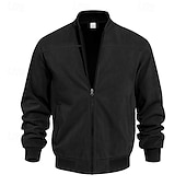 baratos Jaquetas de Suede Sintético-Homens jaqueta leve Jaqueta Bomber Jaqueta Carga Jaqueta de Transição Férias Diário Manter Quente Bolsos Outono &amp; inverno Tecido Moda Clássico Colarinho Chinês Padrão Preto Azul Marinha Azul Marron