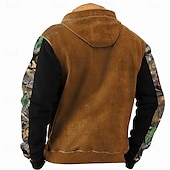 economico felpa con cappuccio da uomo-Per uomo Cowboy Vello Felpe Felpa con cappuccio Felpa con cappuccio Con cappuccio Di tendenza Stampa 3D Per eventi Da caccia Marrone Verde Cerniera Tasche Autunno Inverno progettista