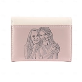 economico Per le donne-Portafoglio in PU inciso personalizzato miglior regalo per mamma – Regalo di matrimonio personalizzato per coppia portafoglio in pelle a pieghe con foto floreale per lei regalo per matrimonio festa