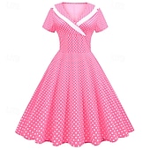 economico Vestiti-Elegante Classico Anni 1950 Vestito A Pois Linea ad A Costume Per donna San Valentino Evento / Festa Data Tè Adulti Vestito Primavera &amp; Estate