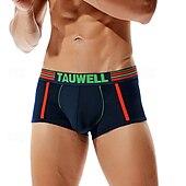 cheap Men&#039;s Boxers Underwear-Men&#039;s 1 PCS Boxers Underwear Boxer Shorts Patchwork 90% Cotton Breathable Soft Comfortable Color Block Letter Mid Rise Black White
