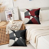 billige geometrisk stil-argyle mønster dekorative putetrekk 1 stk myk firkantet putetrekk putetrekk for soverom stue sofa sofa stol svart grå hvit rød