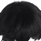 preiswerte Anime Perücken-Cosplay Kostüm Perücke Federleichte Locken Natürlich gewellt Kurzer Bob Gerader Pony Mit Pony Maschinell gefertigt Perücke Kurz Natürlich Schwarz Synthetische Haare Herren Klassisch Komfortabel