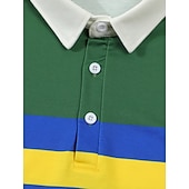 preiswerte Klassisches Poloshirt für Herren-Herren Poloshirts Golf Poloshirts Strasse Geschäft Klassisch Langarm Modisch Basic Farbblock Streifen Knopf Herbst Winter Regular Fit Marineblau Grün Poloshirts