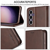お買い得  サムスン用ケース-Samsung Galaxy S24 S24 Ultra Plus S24 FE S23 S22 S21 S20 Ultra Plus FE S25 Ultra用のスタンドホルダー、マグネットカードスロット、レトロTPU PUレザーのフリップカバー