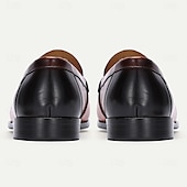 cheap Premium Leather Loafers-Stylish Brown Leather Loafers with Woven Detail and Metal Bit for Men | Perfect for Casual and Business Casual