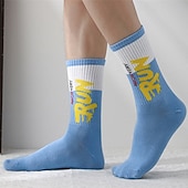 זול גרבי גברים-בגדי ריקוד גברים 5 זוגות רב חבילות גרביים גרבי צוות גרביים לריצה גרביים ליומיום שחור לבן צבע קולור בלוק אותיות חופשה ספורט וחוץ יומי בסיסי בינוני אביב סתיו אופנתי יום יומי