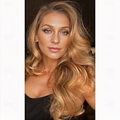 voordelige Beroemdheden pruiken-blake lively geïnspireerde pruiken synthetische pruik body wave asymmetrische pruik lang bruin synthetisch haar dames modieus design zacht natuurlijk bruin