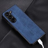 お買い得  サムスン用ケース-電話 ケース 用途 サムスンのギャラクシー Zフォールド6 Z Fold 5 Z Fold 4 Z Fold 3 バックカバー 耐衝撃 レトロ風 TPU PUレザー