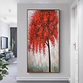 cheap Floral/Botanical Paintings-Mintura Handmade Abstract Tree Oil Paintings On Canvas Wall Art Decoration Modern Texture Flowers Picture For Home Decor Rolled Frameless Unstretched Painting