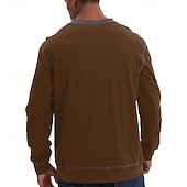 billiga grundläggande t-shirts-Herr T-shirt T-shirts T-tröja Långärmad tröja Långärmad V-hals Vår &amp; Höst Lappverk Mode Designer Grundläggande Lappverk Semester Gata Utekväll Svart Vin Kungsblå Topp t-shirt för män