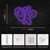 abordables Lampes néon led-Panneau lumineux au néon lumineux Olivia, lumière LED violette à intensité variable, interrupteur alimenté par USB, parfait pour la chambre à coucher, le salon, le dortoir universitaire, la décoration de la chambre des filles, cadeau unique, décorations m