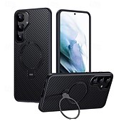 cheap Samsung Cases-Phone Case For Samsung Galaxy S24 S24 Ultra Plus S23 S23 Ultra S25 Ultra Back Cover with Stand Holder Magnetic Support Wireless Charging Retro TPU PC