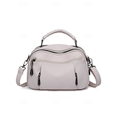 economico Borse a Tracolla-borsa a tracolla in similpelle da donna, piccola borsa casual con scomparti multi-cerniera, elegante borsa a tracolla quotidiana per viaggi e shopping colore vino nero bianco