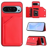 זול תיק טלפון אחר-טלפון מגן עבור Pixel 9 Pro Pixel 9 Pro XL Pixel 8 Pro Pixel 8 פיקסל 9 כיסוי אחורי עם מעמד עם שרוך חריץ לכרטיס רטרו TPU עור PU