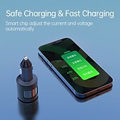 お買い得  車用充電器-sc01 qc3.0 usbc type-c デュアルポート ミニカーチャージャー 急速充電 FM トランスミッター プレーヤー 3.1a 急速充電 usb チャージャー付き