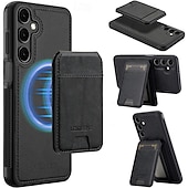 ieftine Carcasă Samsung-telefon Maska Pentru Samsung Galaxy S24 Ultra S24 Plus S24 S24 FE S23 S23 Ultra S23 Plus S22 S22 Plus Ultra S21 FE Capac Spate rezista Magnetic Acceptă încărcarea fără fir Retro TPU PU piele