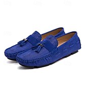 economico Slip-ons e mocassini da uomo-mocassini da uomo in finta pelle scamosciata marrone con dettaglio nappa e motivo in rilievo | comodi ed eleganti per l&#039;uso quotidiano