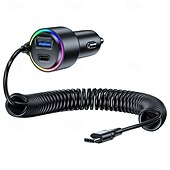 cheap Car Charger-2 Usb A/C Port 1 Type C Cable Car Charger 45W Type C Fast Charging And Usb Car Charger