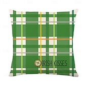 billiga Kuddfodral för semester-dekorativa slängkuddar fodral saint patrick&#039;s day 1 st shamrock mjukt fyrkantigt kuddfodral örngott för sovrum vardagsrum soffa soffstol