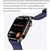 cheap Smartwatch-Smartwatch 2-Inch OLED Screen Bluetooth Call Voice Assistant Heart Rate And Blood Glucose Monitoring Waterproof Bluetooth Call Non-Invasive Blood Glucose Measurement Blood Component Measurem