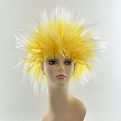 abordables Perruques de carnaval-perruque synthétique bouclée partie médiane perruque courte noir jaune rose rouge bleu cheveux synthétiques hommes rose rouge noir pour le carnaval