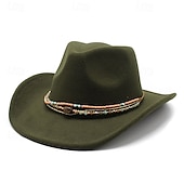 cheap Fedora Hat-Men&#039;s Kentucky Derby Hat Sun Hat Cowboy Hat Fedora Trilby Hat Black White Woolen Vintage Style Fashion 18th Century State of Texas Daily Theme Party Solid / Plain Color Sunscreen Cosplay