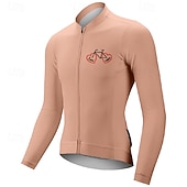 billiga Tröjor för män-Herr Cykeltröja Grafisk Bokstav &amp; Nummer Långärmad Cykel T-shirt Tröja med 3 bakfickor Bergscykling Snabb tork Anatomisk design Uppsugande Andningsfunktion sporter Mörkrosa Vit Rosa Kläder