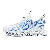 economico Sneakers da uomo-sneakers da uomo verde neon con fiamme, design audace a onde con tomaia traspirante e suola ammortizzata, perfette per lo streetwear e uno stile di vita attivo