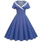 economico Vestiti-Elegante Classico Anni 1950 Vestito A Pois Linea ad A Costume Per donna San Valentino Evento / Festa Data Tè Adulti Vestito Primavera &amp; Estate