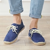 baratos Ténis para Homem-sapatos masculinos de lona azul espadrille com cadarço e sola de corda de juta – calçados casuais confortáveis de verão