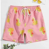 baratos calções de banho e calções de surf-Homens Calção Justo de Natação Shorts de Natação Bermuda de Surf Roupa de banho Com Cordão Com bolsos Natação Surfe Praia Esportes Aquáticos Tropical Estampado Verão Primavera