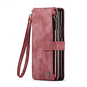 abordables Carcasas Samsung-Funda para teléfono Samsung Galaxy Z Fold 6 Z Fold 5 Z Fold 4 Z Fold 3 funda de billetera con soporte de pie cremallera retro TPU PU cuero