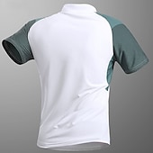 お買い得  トップス-男性用 Tシャツ ハイキング Ｔシャツ ノースリーブ クォータージップ Tシャツ マッスルTシャツ 半袖シャツ アウトドア 速乾性 いい結果になる ソフト モイスチャーコントロール 夏 春 スパンデックス ポリエステル パッチワーク ブラック ホワイト ブルー ジム 登山 キャンプ / ハイキング / ケイビング