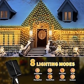 economico Striscie luci ad energia solare-luci a stringa da 3 m alimentate ad energia solare 300 LED con telecomando a 13 tasti bianco caldo bianco freddo blu luci natalizie per interni festa matrimonio 1 pz