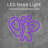 abordables Lampes néon led-Panneau lumineux au néon lumineux Olivia, lumière LED violette à intensité variable, interrupteur alimenté par USB, parfait pour la chambre à coucher, le salon, le dortoir universitaire, la décoration de la chambre des filles, cadeau unique, décorations m