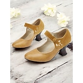 cheap 1930s-Women&#039;s 1930s Vintage Style Mary Jane Pumps with Cutout Design and Mid-Heel, Comfortable Dress Shoes for Office and Formal Events