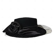 billige Festhatter-Hatter 100% Ull Bowlerhatter Solhatt Bryllup Aftenselskap Elegant Bryllup Med Kasket Tvinning Hodeplagg Hodeplagg