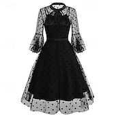 levne Šaty-Elegantní Retro 50. léta Šaty Maškarní Výšivka Květiny Dámské Karneval Nový rok Plesová maškaráda Běžné / Denní loučení se svobodou nevěsty Dospělé Šaty